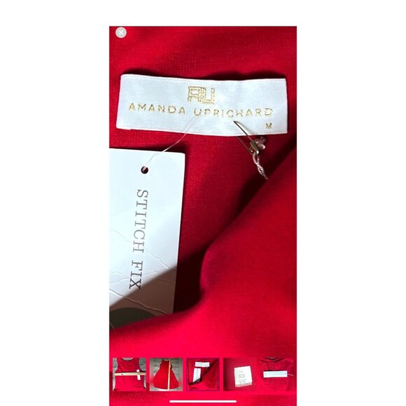 Amanda Uprichard Red Shosha Split Neck Ponte Mini Dress Back Zip Closure Medium - Picture 7 of 16